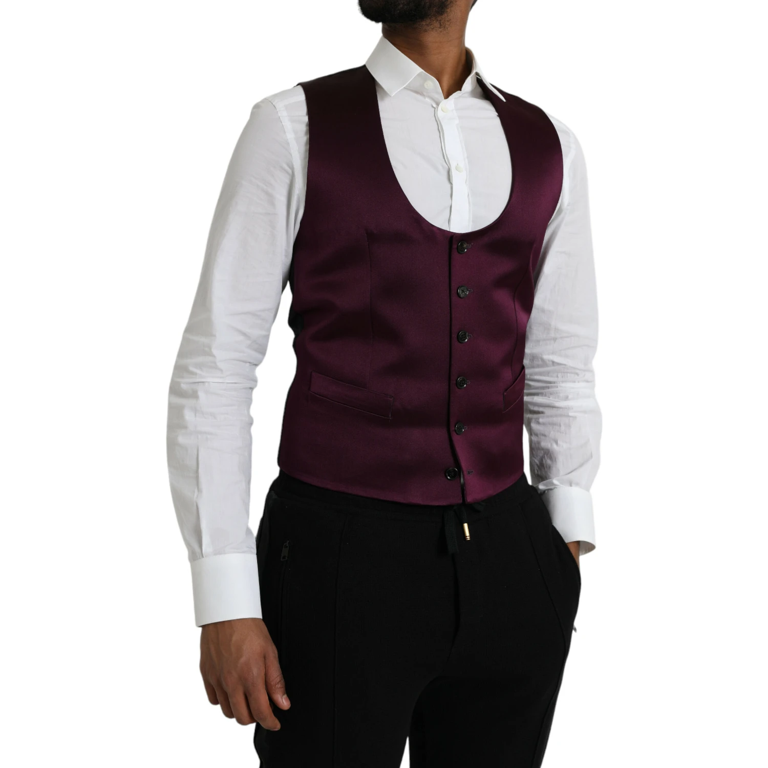 Maroon Satin Silk Waistcoat Dress Formal Vest