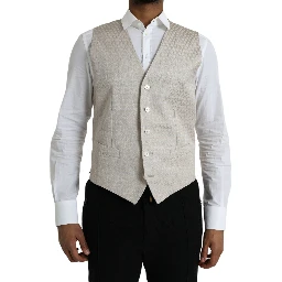 Off White Cotton Waistcoat Dress Formal Vest