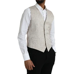 Off White Cotton Waistcoat Dress Formal Vest