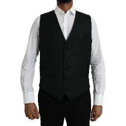 Black Wool Waistcoat Dress Formal Vest