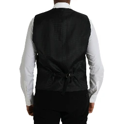 Black Wool Waistcoat Dress Formal Vest