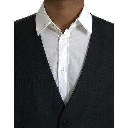 Black Wool Waistcoat Dress Formal Vest
