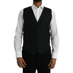 Black Wool Waistcoat Dress Formal Vest