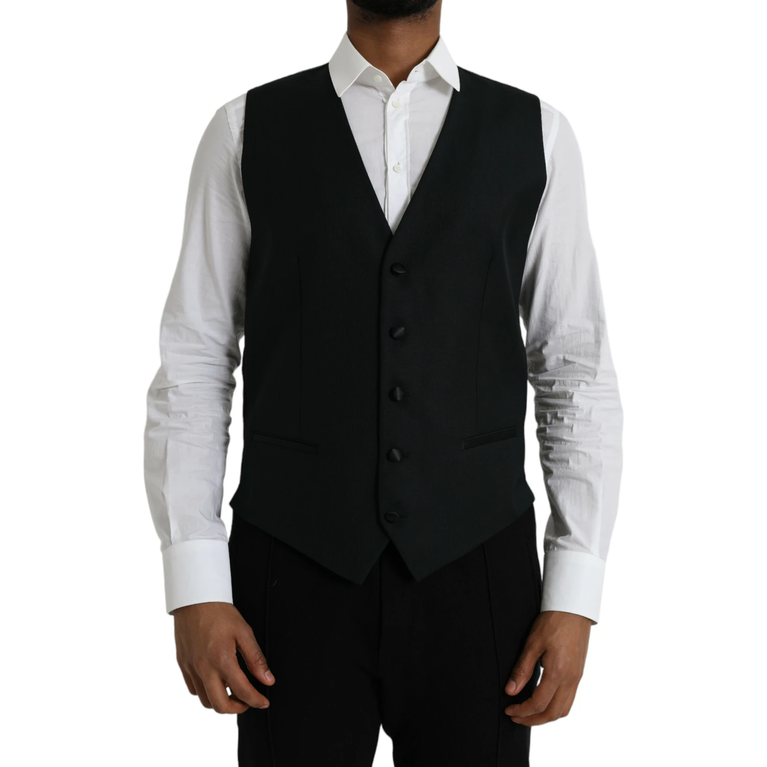 Black Wool Waistcoat Dress Formal Vest