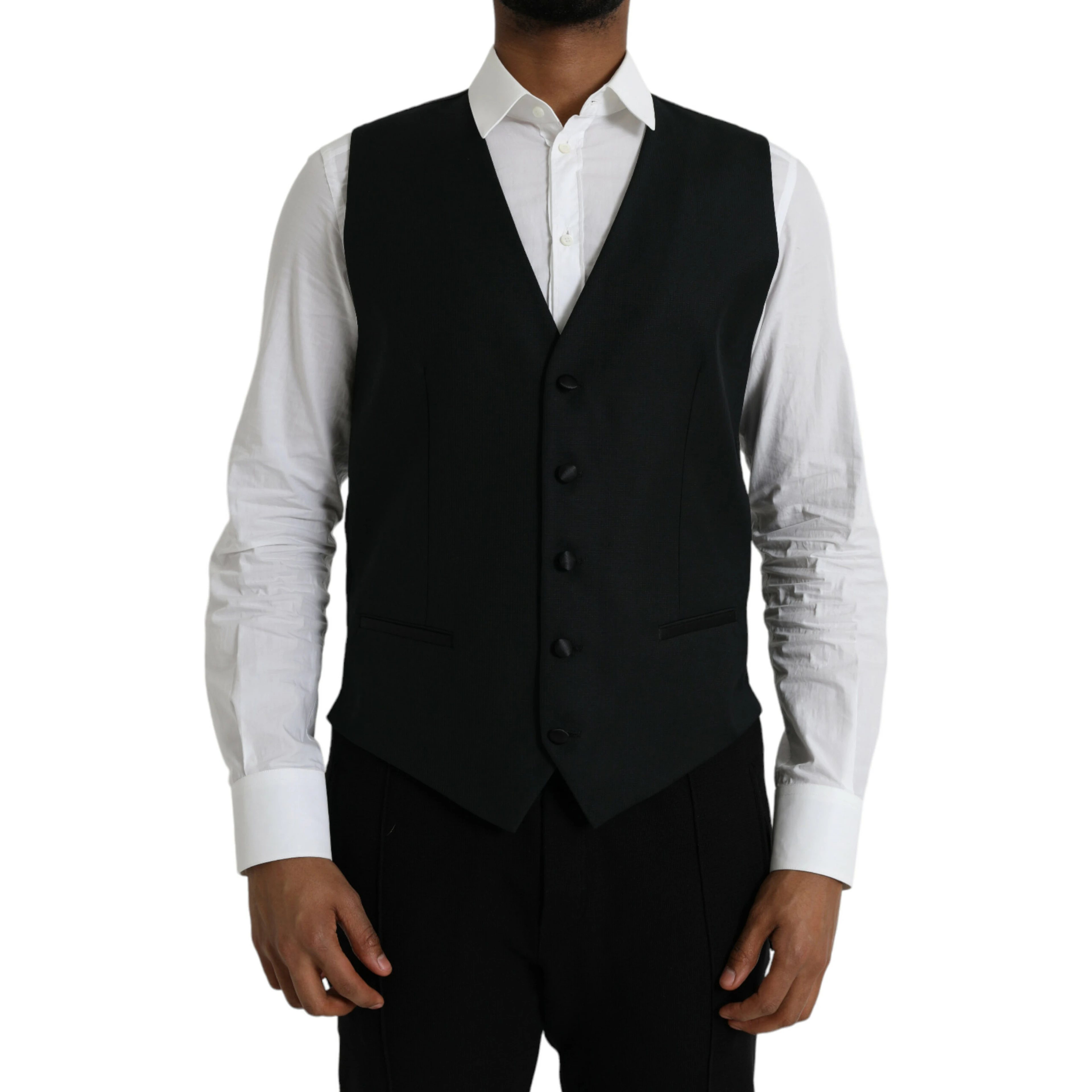 Black Wool Waistcoat Dress Formal Vest
