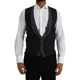 Black Wool Waistcoat Dress Formal Vest