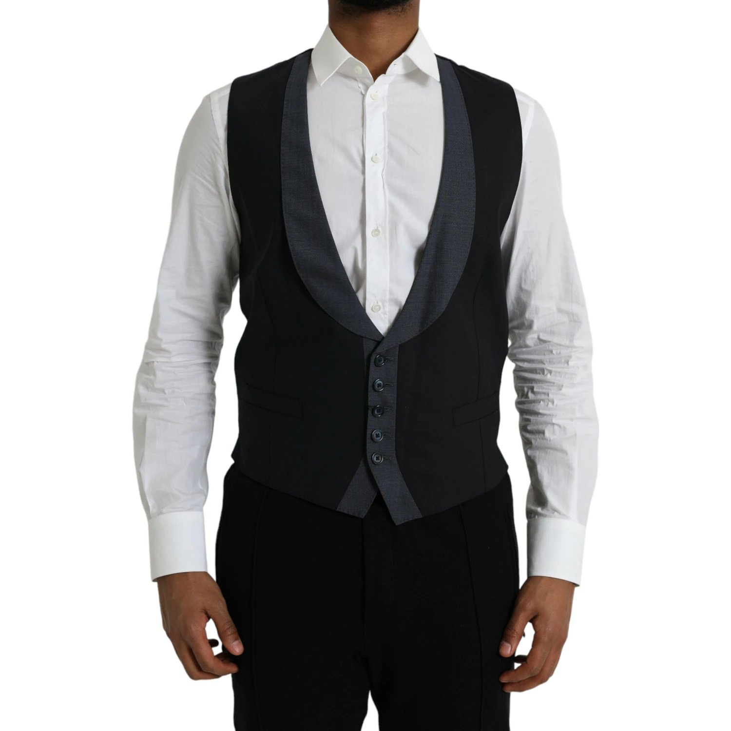 Black Wool Waistcoat Dress Formal Vest