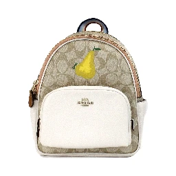 Mini Court Signature Pear Motif Shoulder Backpack Bookbag Bag Chalk Taffy