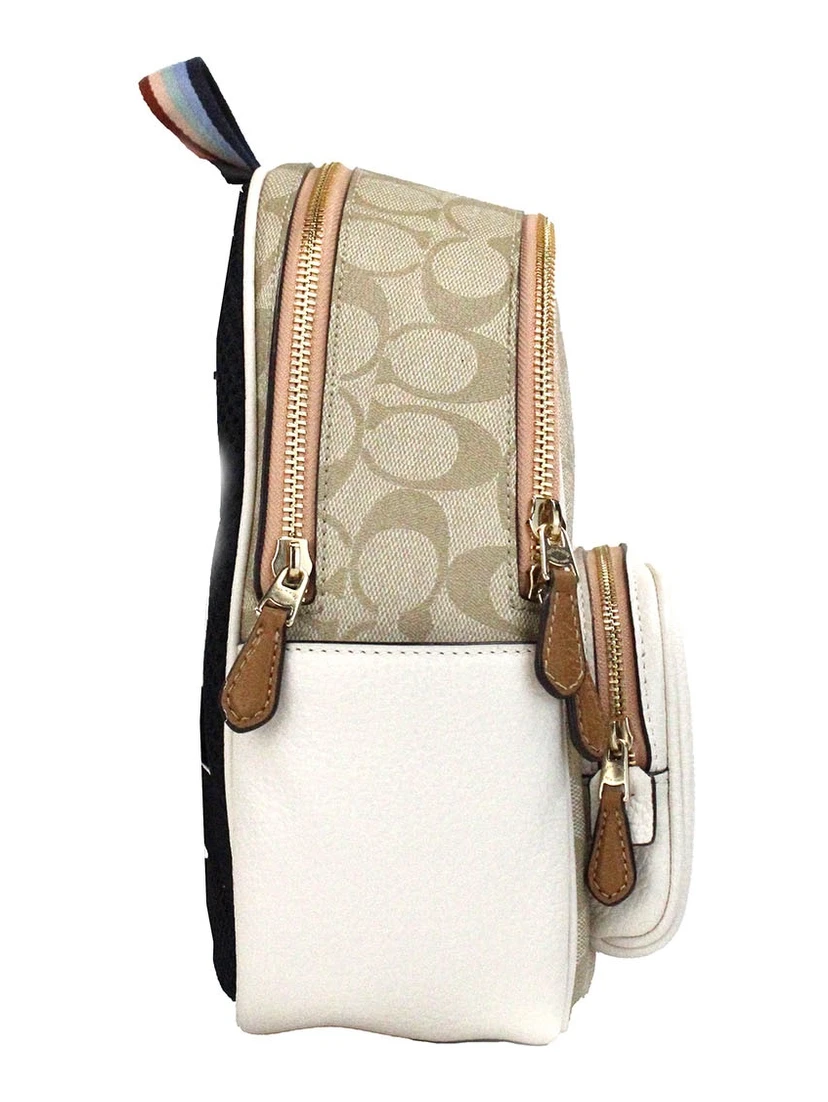 Mini Court Signature Pear Motif Shoulder Backpack Bookbag Bag Chalk Taffy