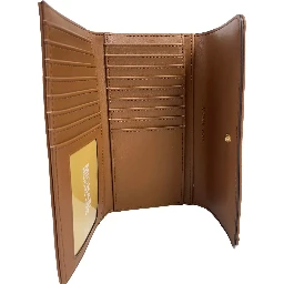 Jet Set Travel Large Quilted Leather Trifold Wallet Brown