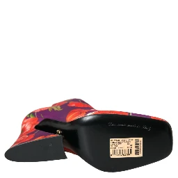 Purple Floral Jersey Stretch Boots Shoes