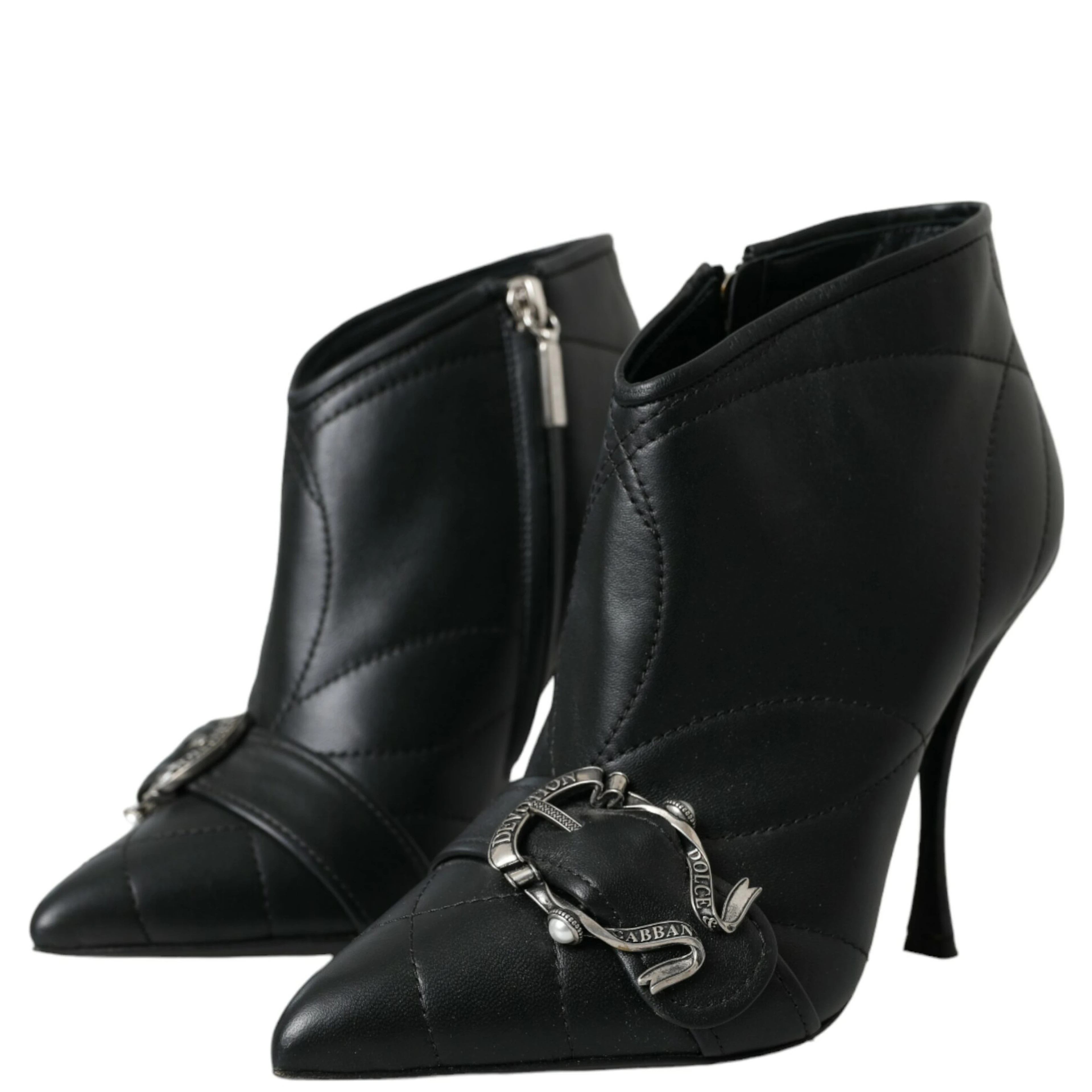 Black Devotion Quilted Buckled Boots Shoes