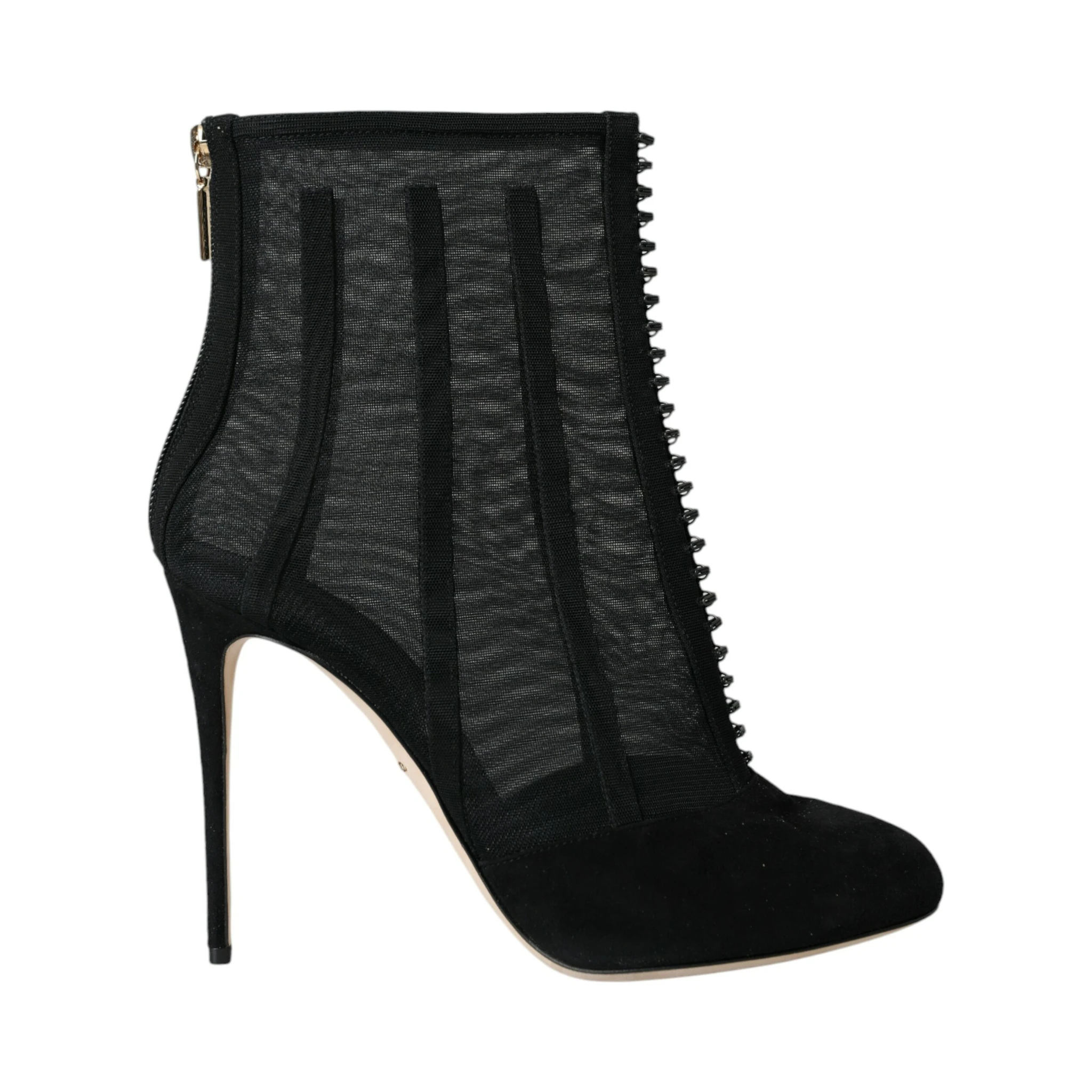 Black Mesh Stiletto Heels Ankle Boots Shoes