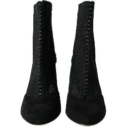 Black Mesh Stiletto Heels Ankle Boots Shoes