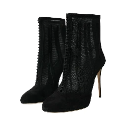 Black Mesh Stiletto Heels Ankle Boots Shoes