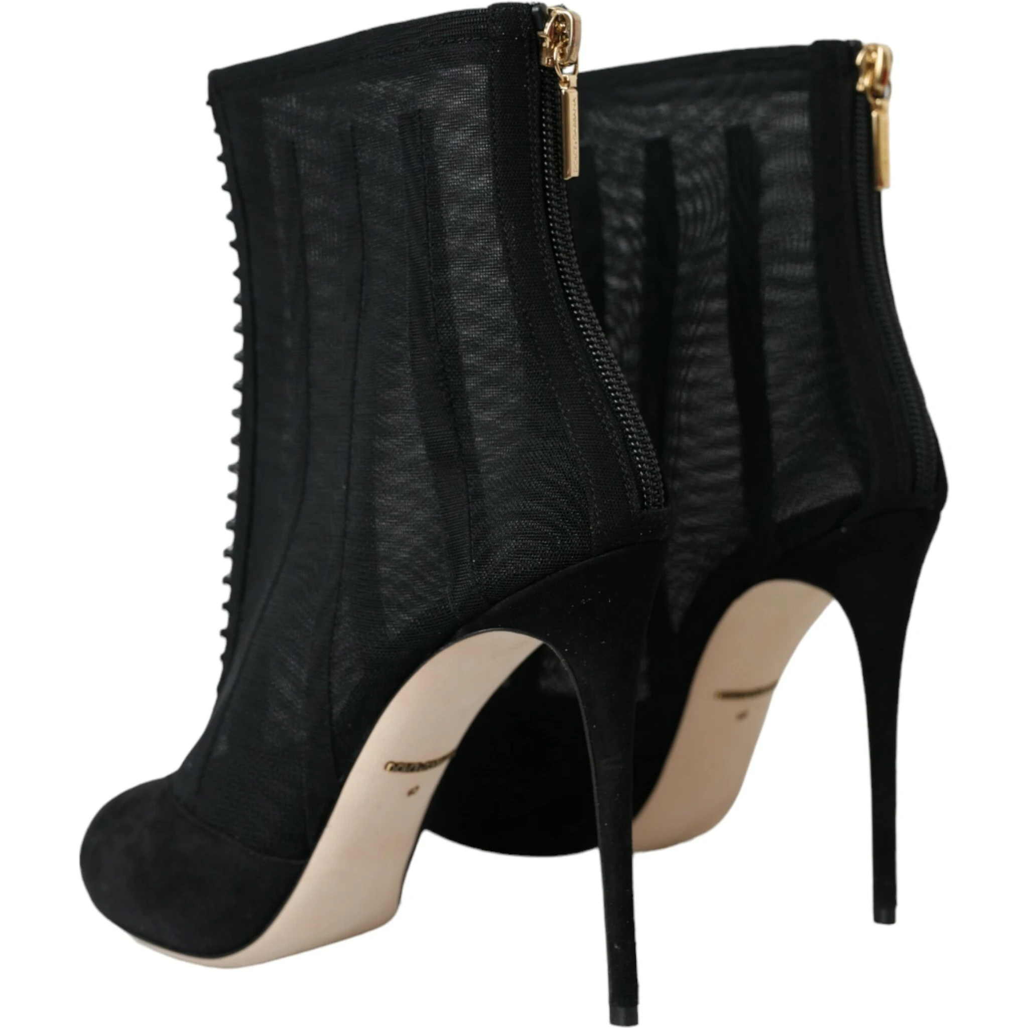 Black Mesh Stiletto Heels Ankle Boots Shoes