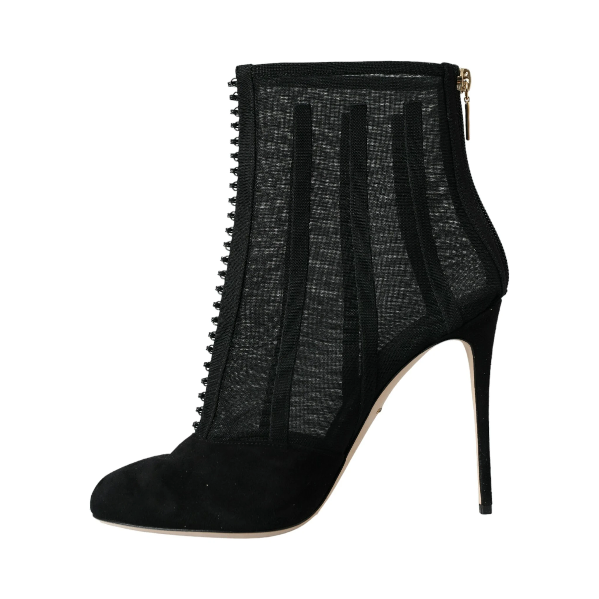 Black Mesh Stiletto Heels Ankle Boots Shoes