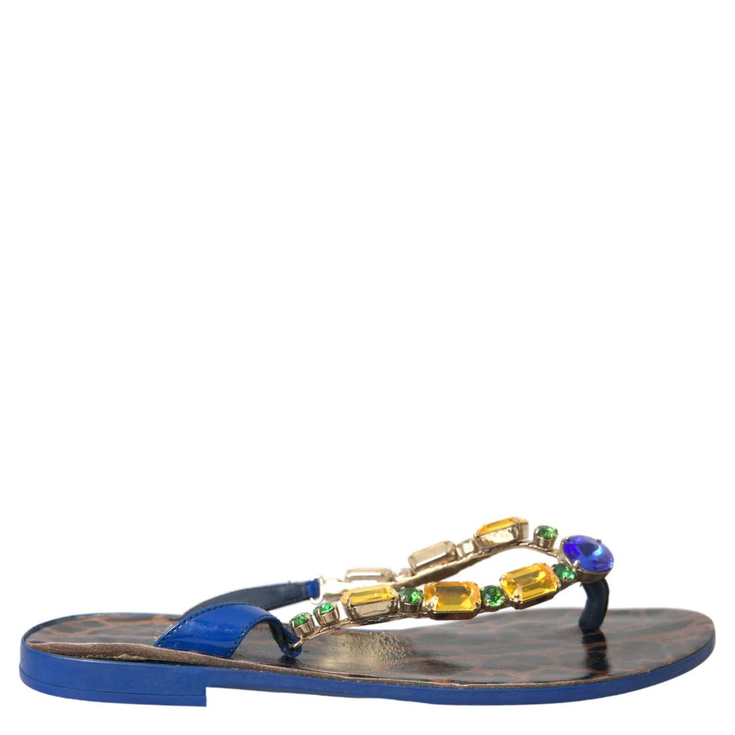 Blue Crystal Calf Leather Beachwear Shoes