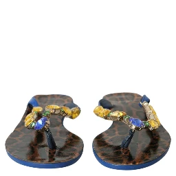 Blue Crystal Calf Leather Beachwear Shoes