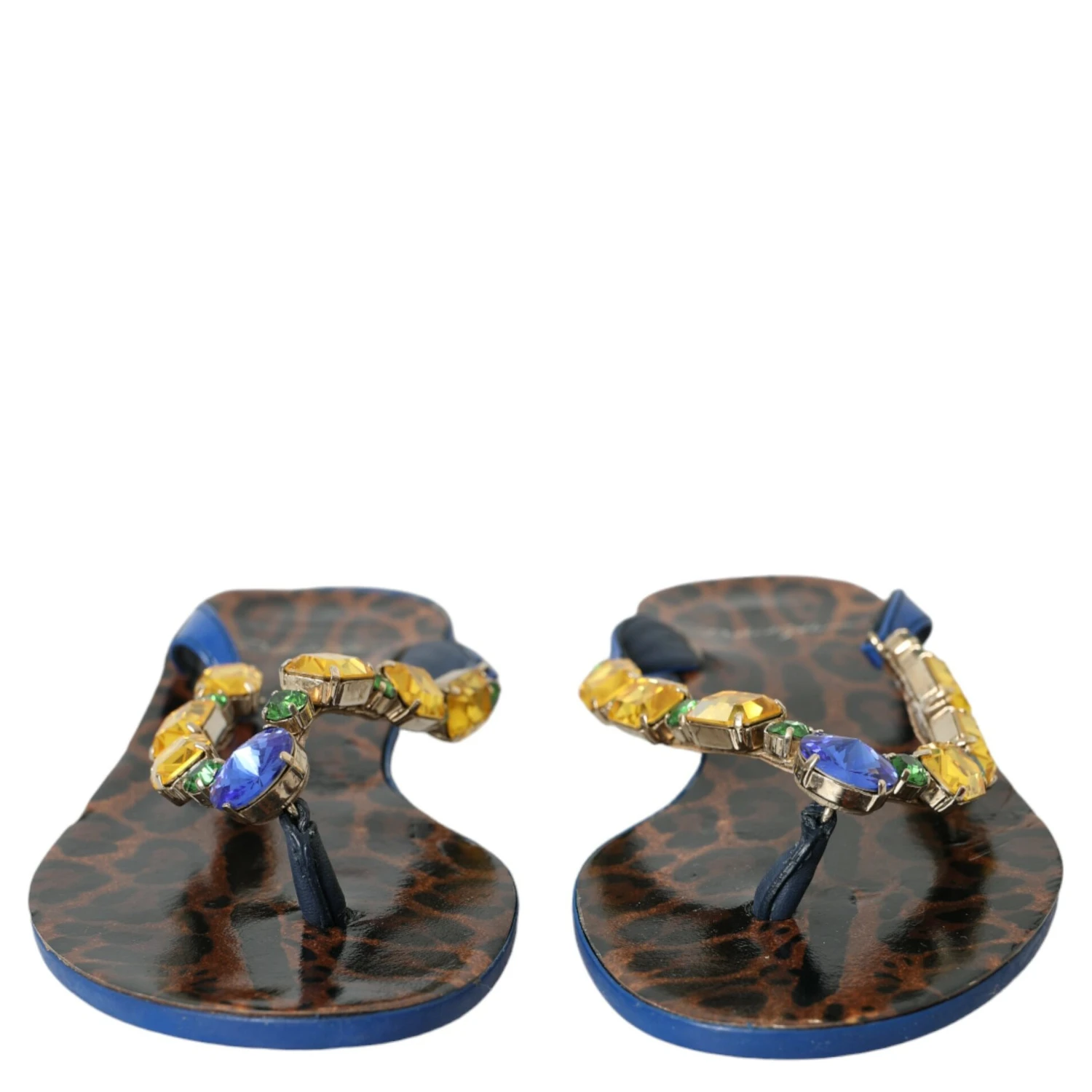 Blue Crystal Calf Leather Beachwear Shoes