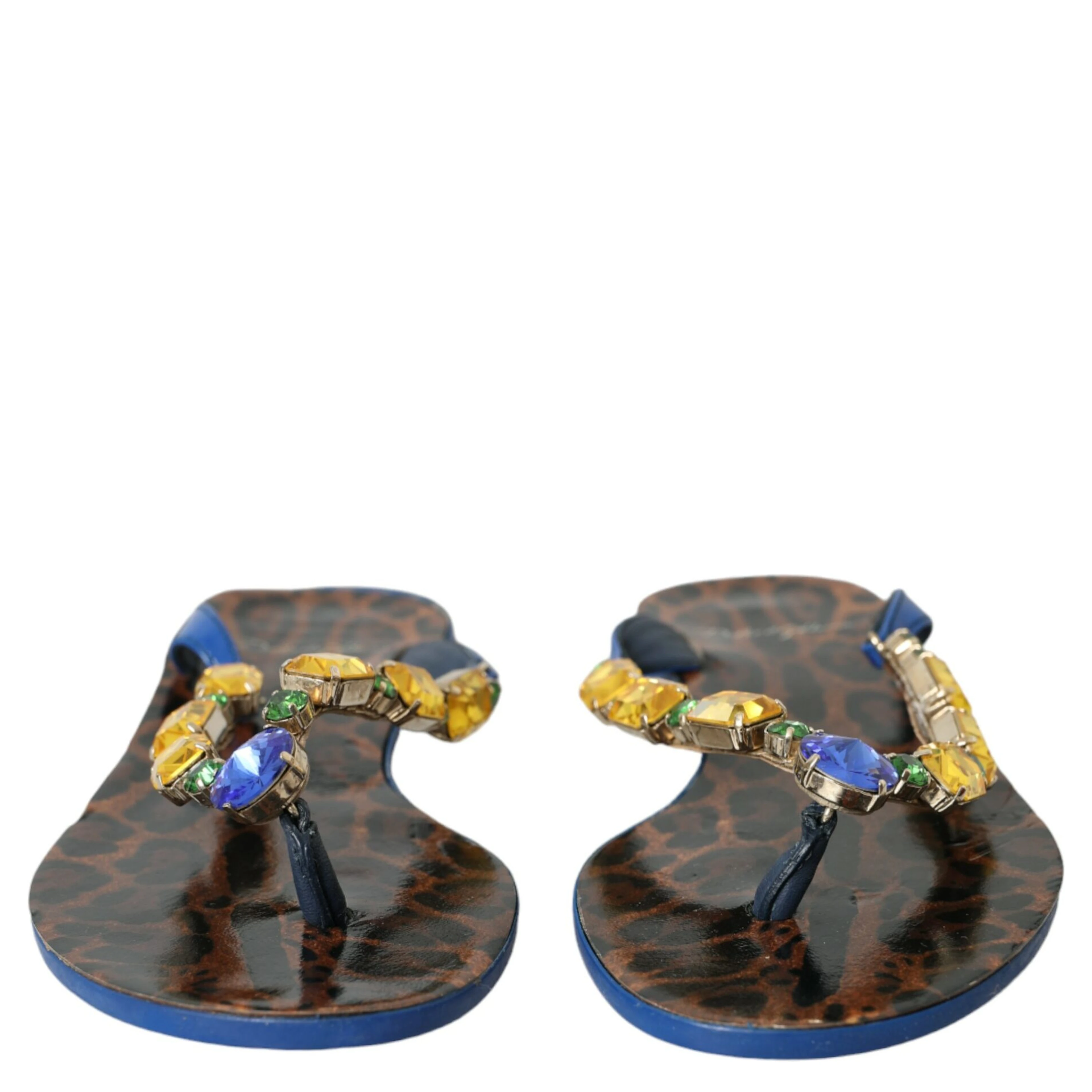 Blue Crystal Calf Leather Beachwear Shoes