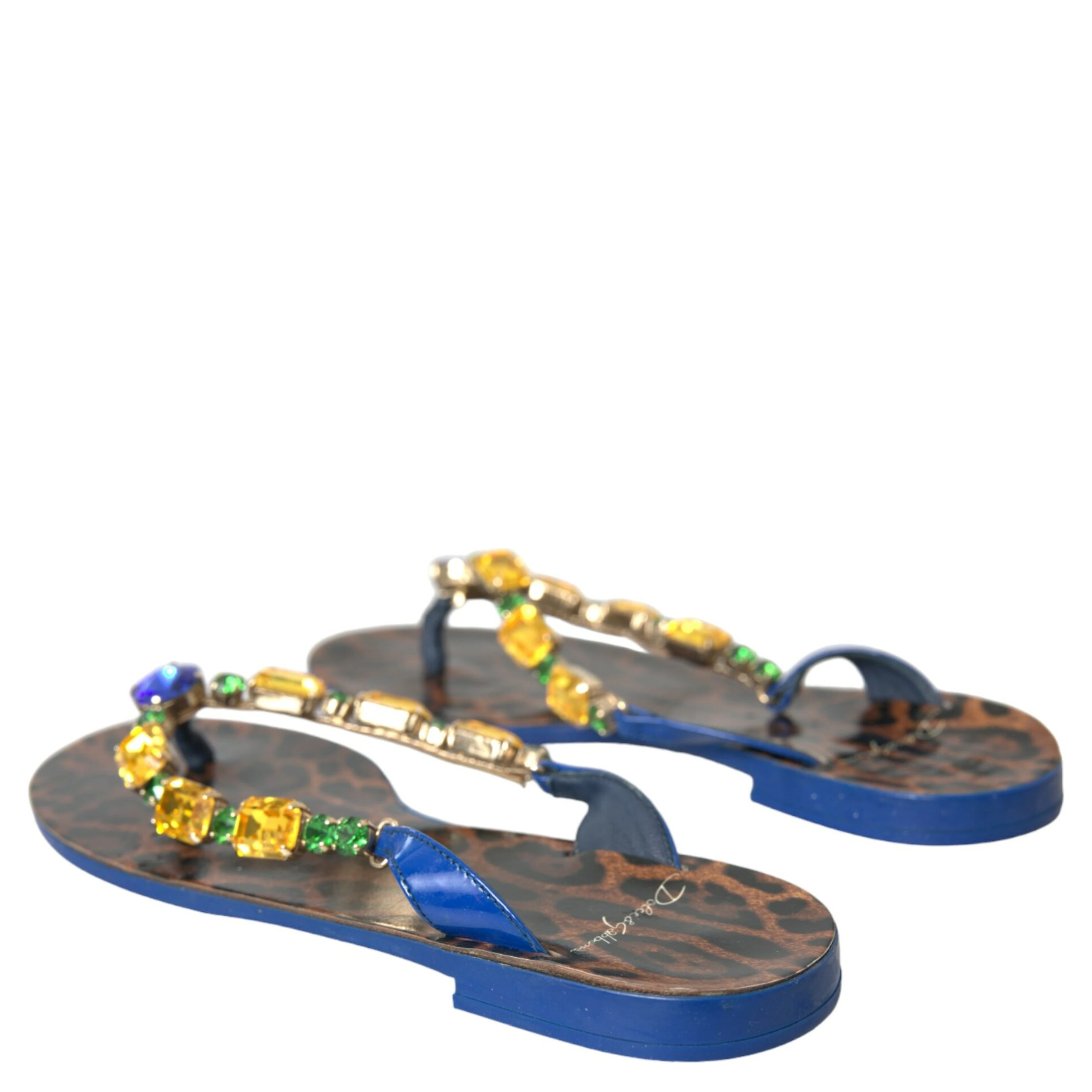 Blue Crystal Calf Leather Beachwear Shoes