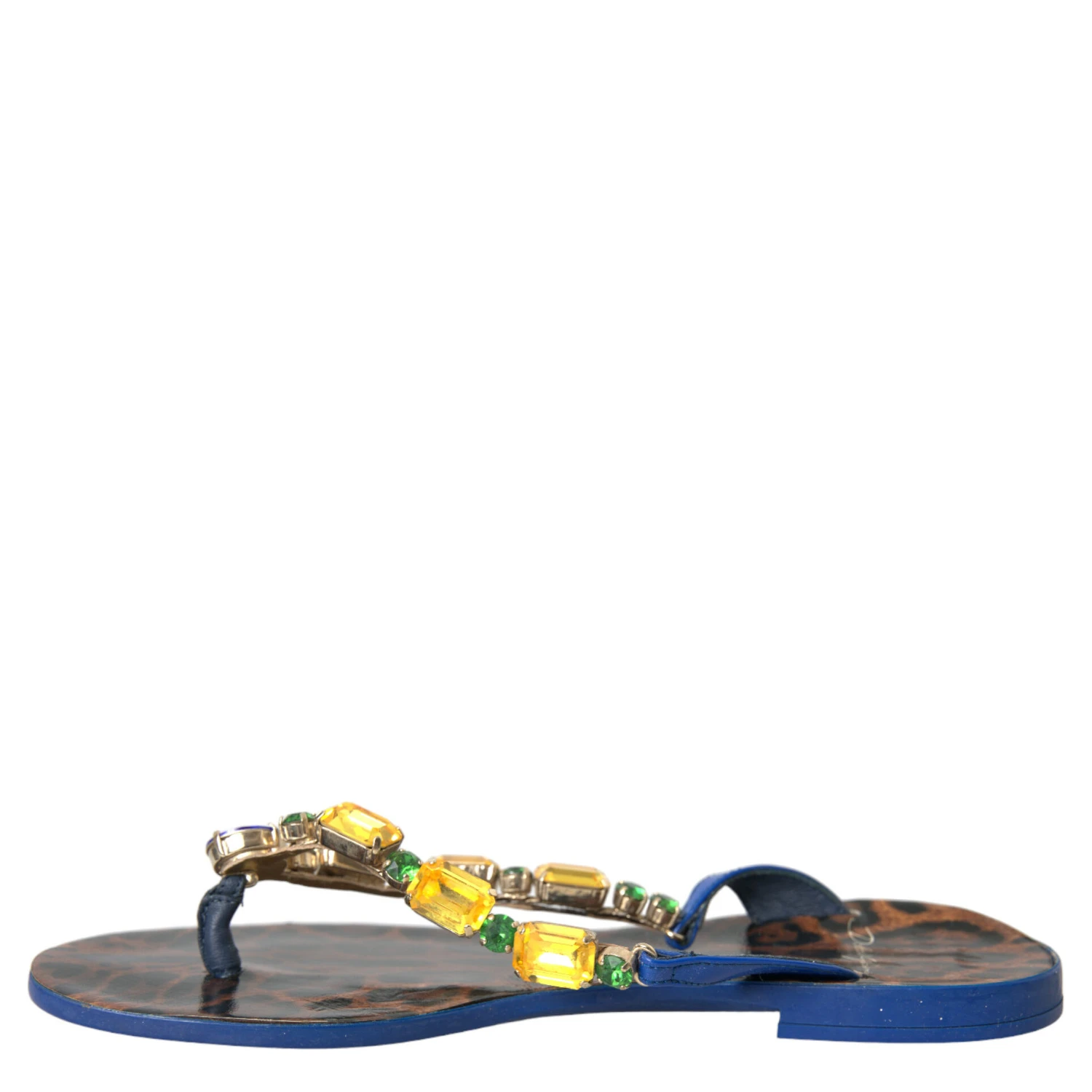 Blue Crystal Calf Leather Beachwear Shoes