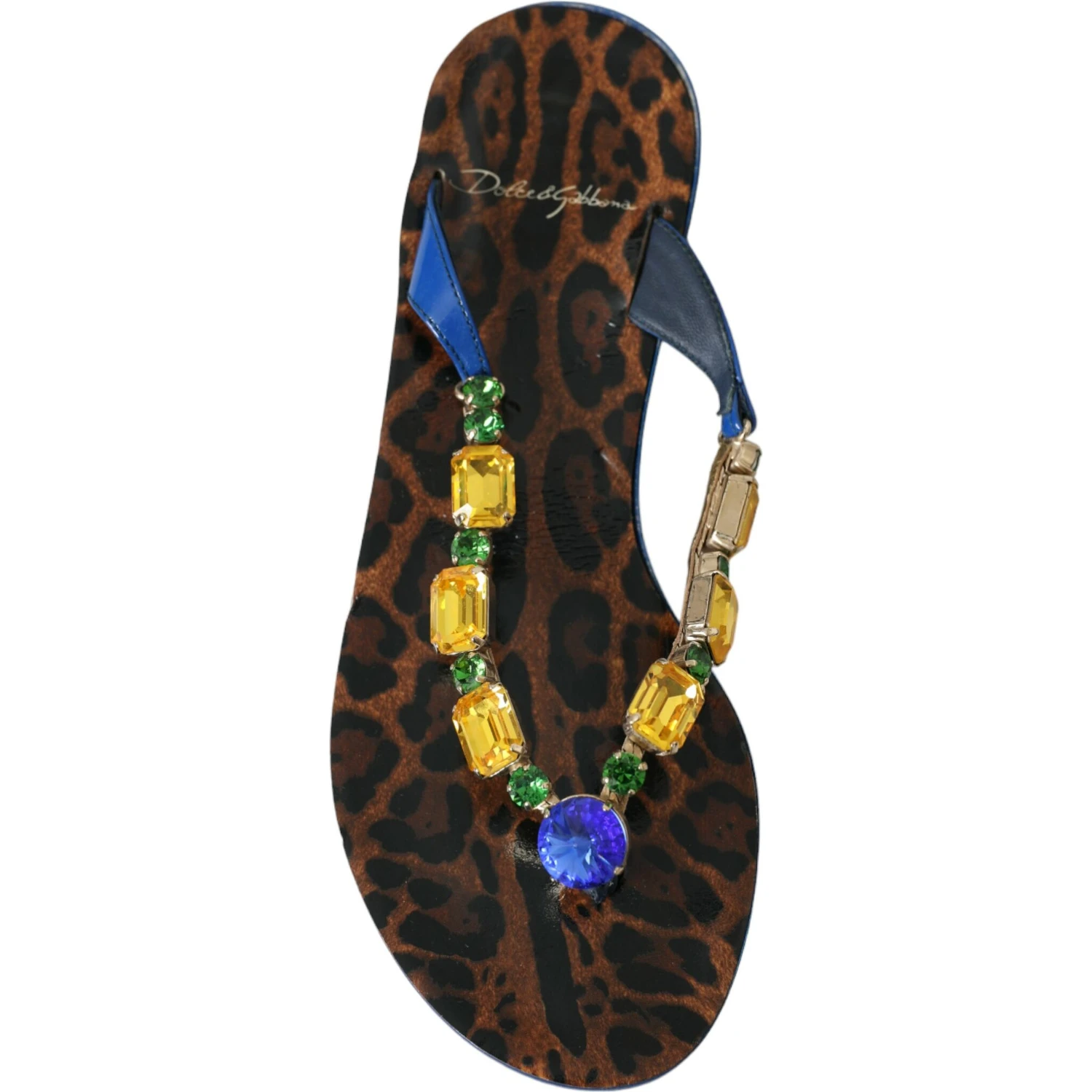 Blue Crystal Calf Leather Beachwear Shoes
