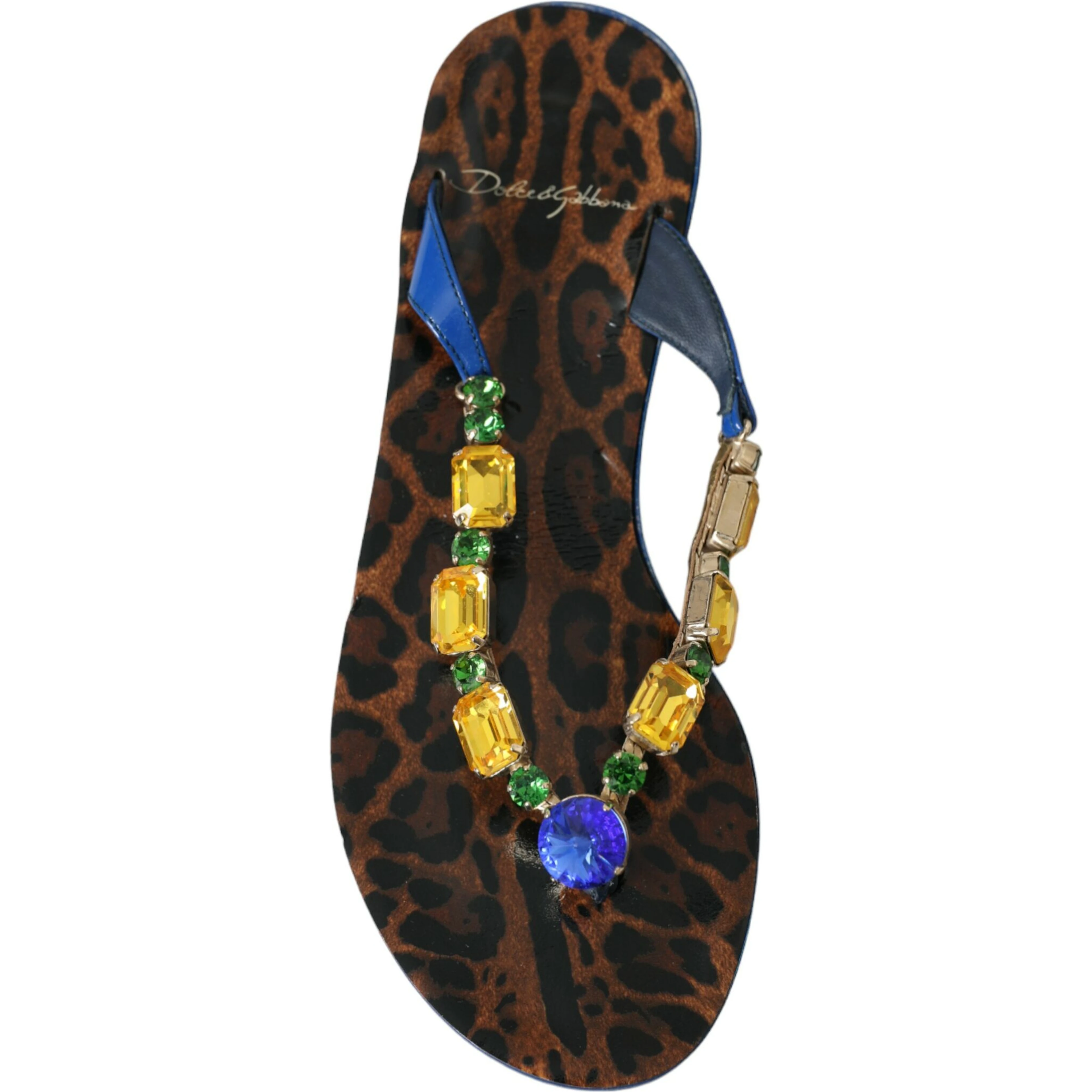 Blue Crystal Calf Leather Beachwear Shoes