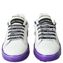 White Leather Portofino Low Top Sneakers Shoes