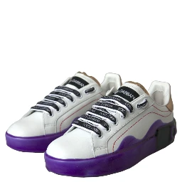 White Leather Portofino Low Top Sneakers Shoes