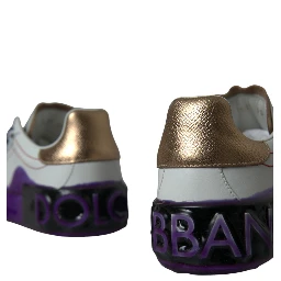 White Leather Portofino Low Top Sneakers Shoes