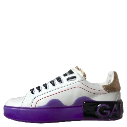 White Leather Portofino Low Top Sneakers Shoes