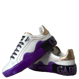 White Leather Portofino Low Top Sneakers Shoes