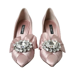 Pink Satin Crystal High Heels Pumps Shoes