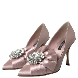 Pink Satin Crystal High Heels Pumps Shoes