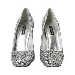 Silver Sequin Embellished Heels Pumps Shoes