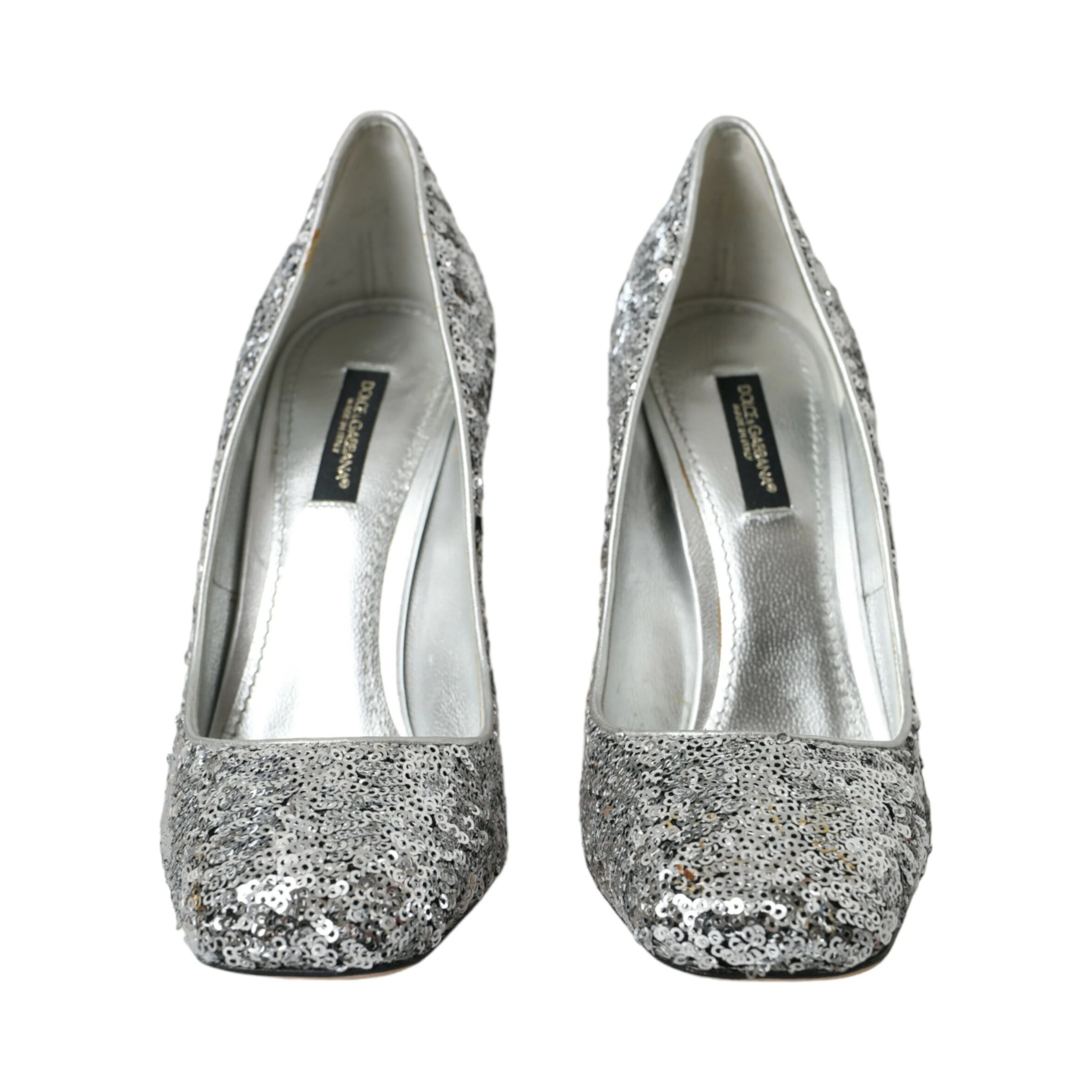 Silver Sequin Embellished Heels Pumps Shoes