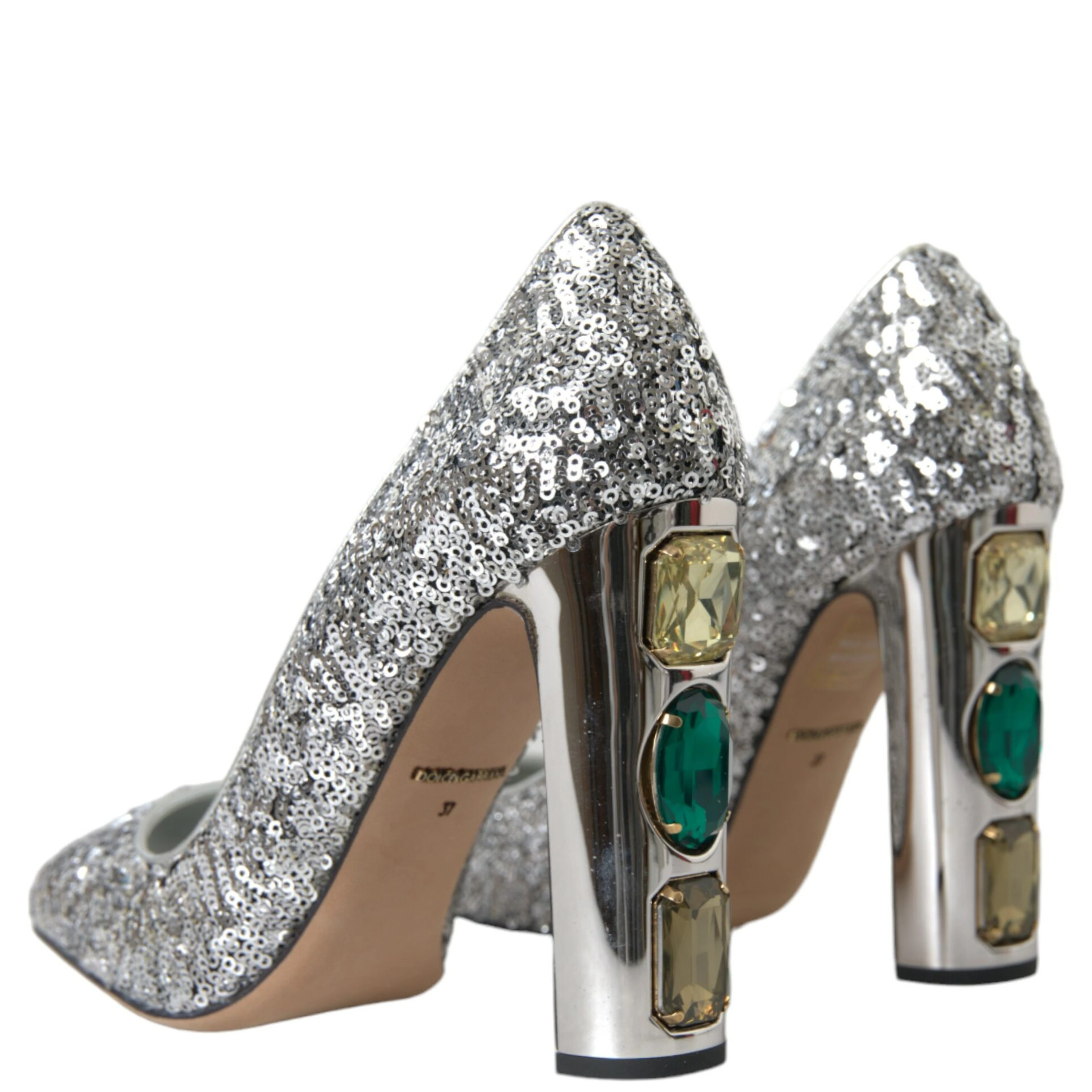 Silver Sequin Embellished Heels Pumps Shoes