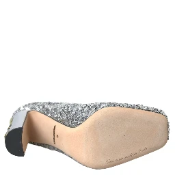 Silver Sequin Embellished Heels Pumps Shoes