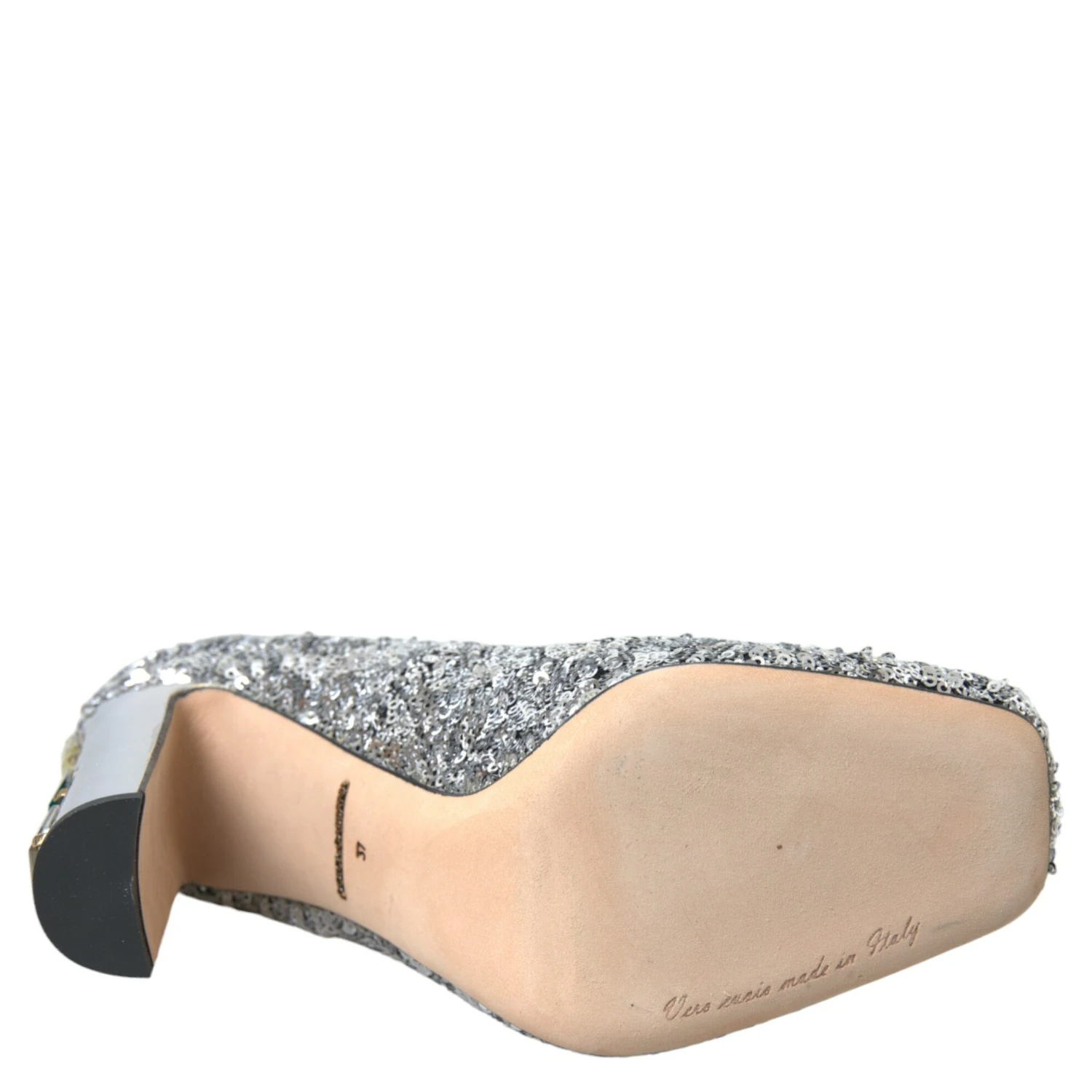 Silver Sequin Embellished Heels Pumps Shoes