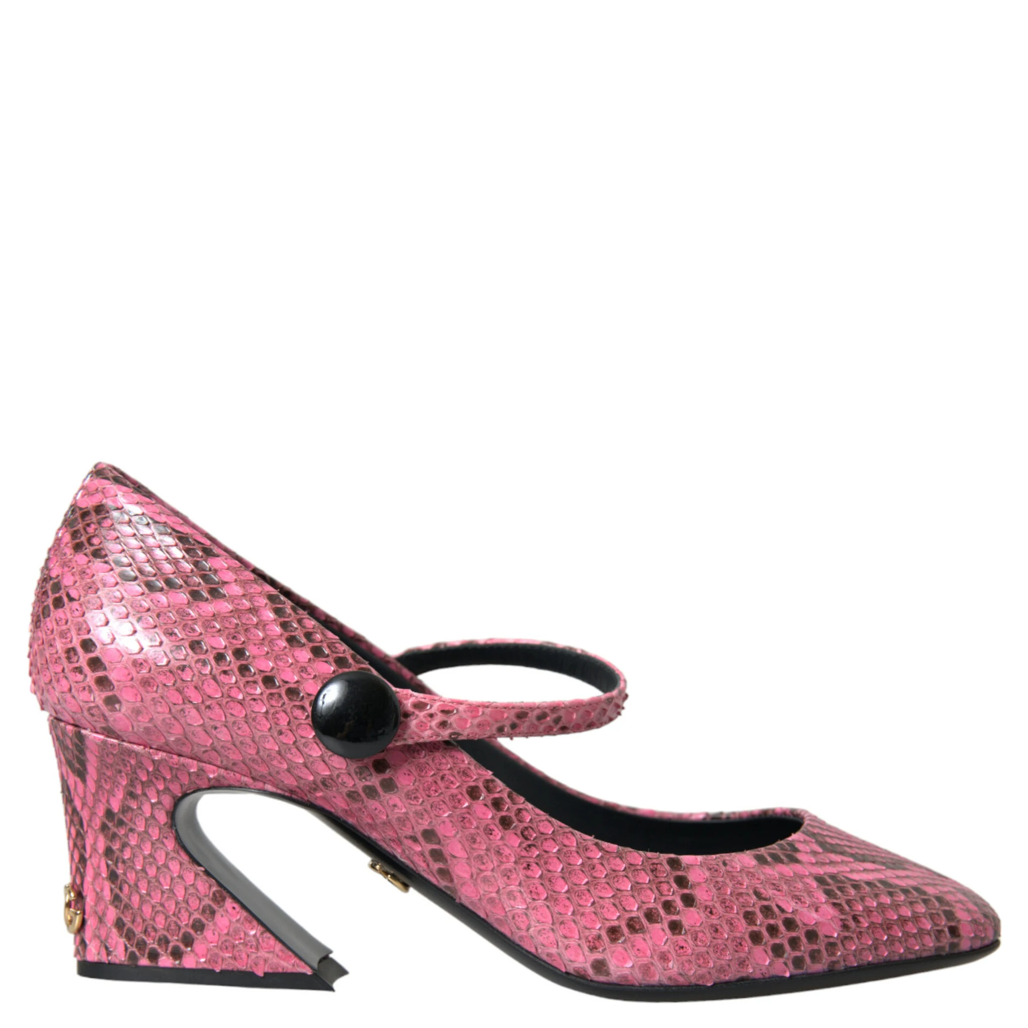 Pink Python Leather Mary Jane Heels Shoes
