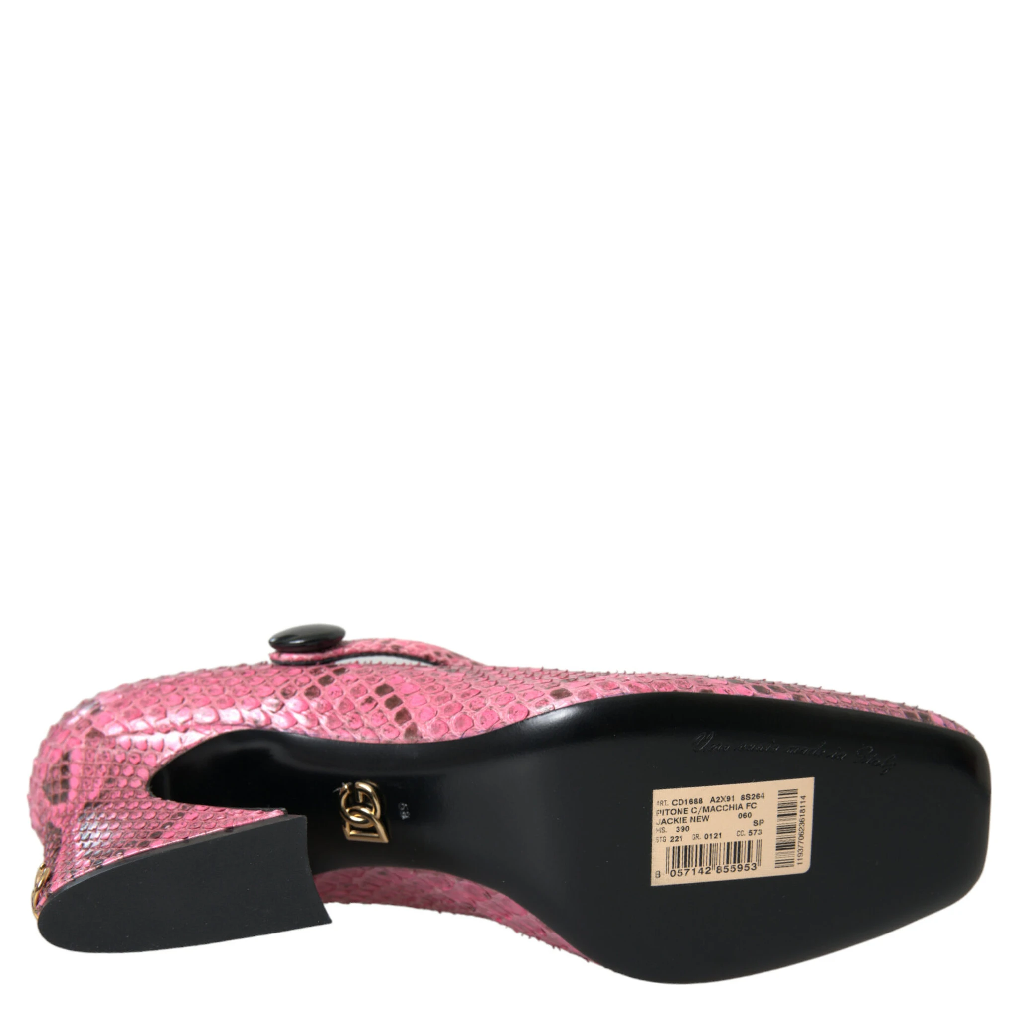 Pink Python Leather Mary Jane Heels Shoes