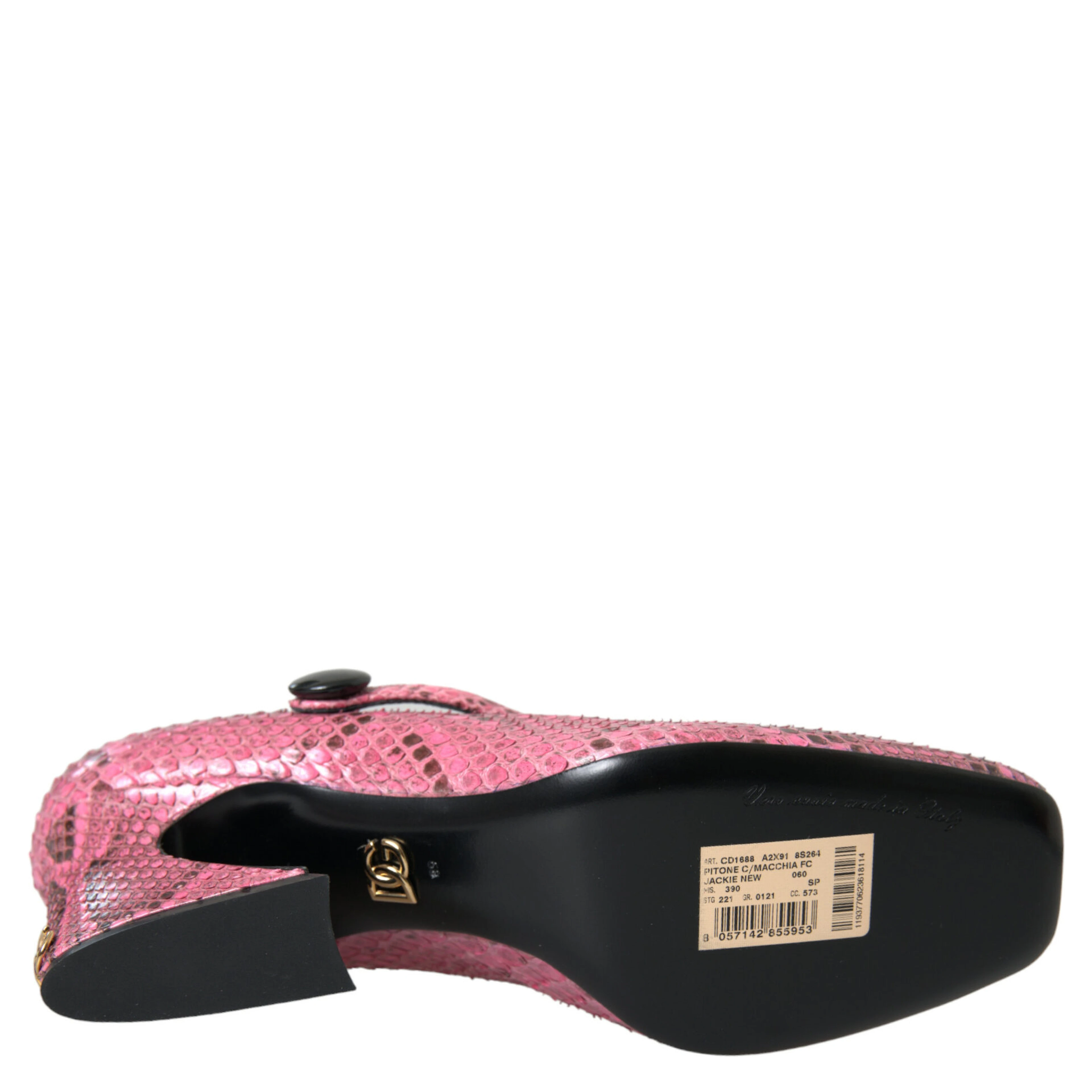 Pink Python Leather Mary Jane Heels Shoes
