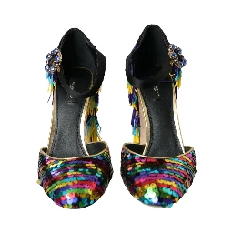 Multicolor Sequin Crystal Mary Jane Shoes