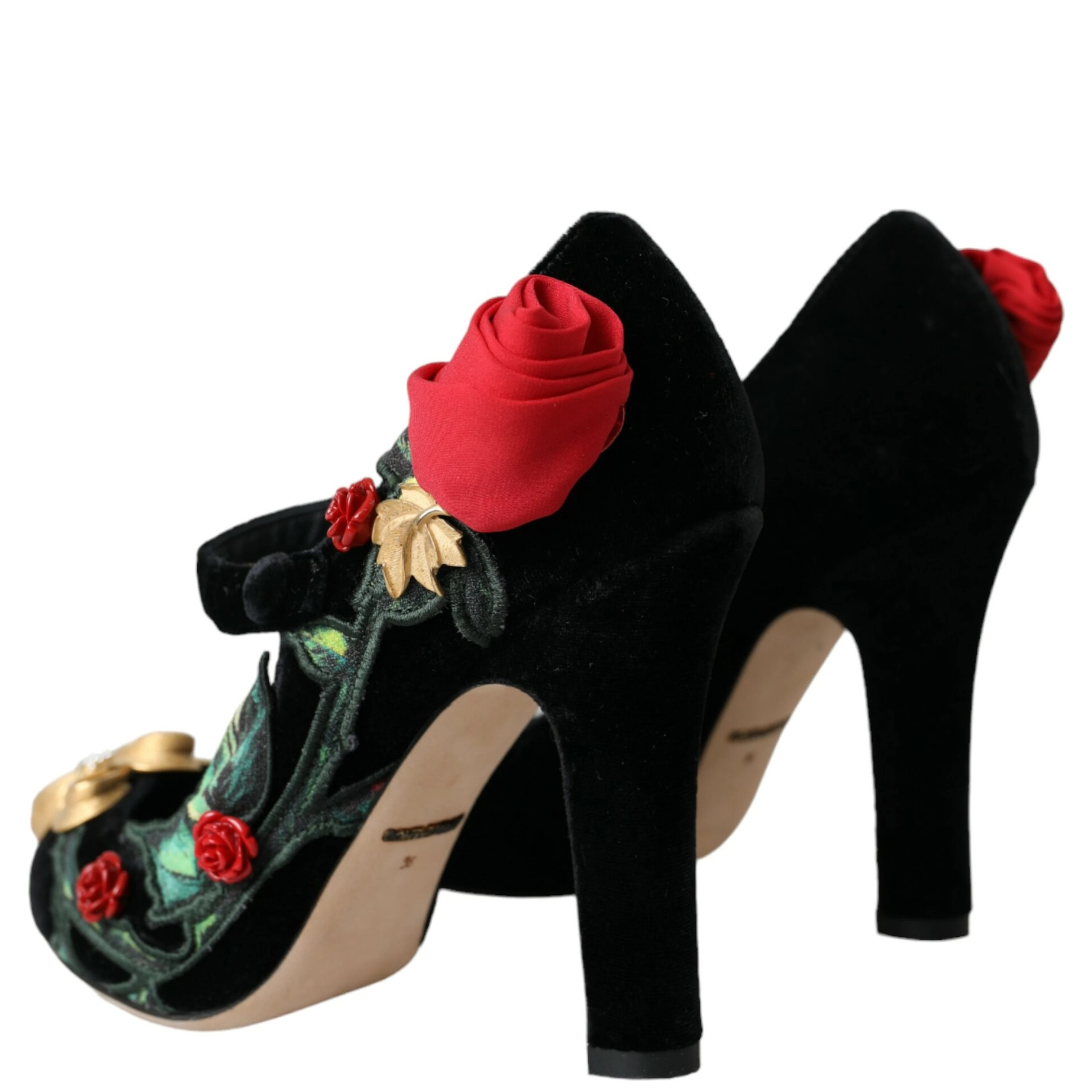 Black Roses Crystal Brooch Mary Jane Shoes