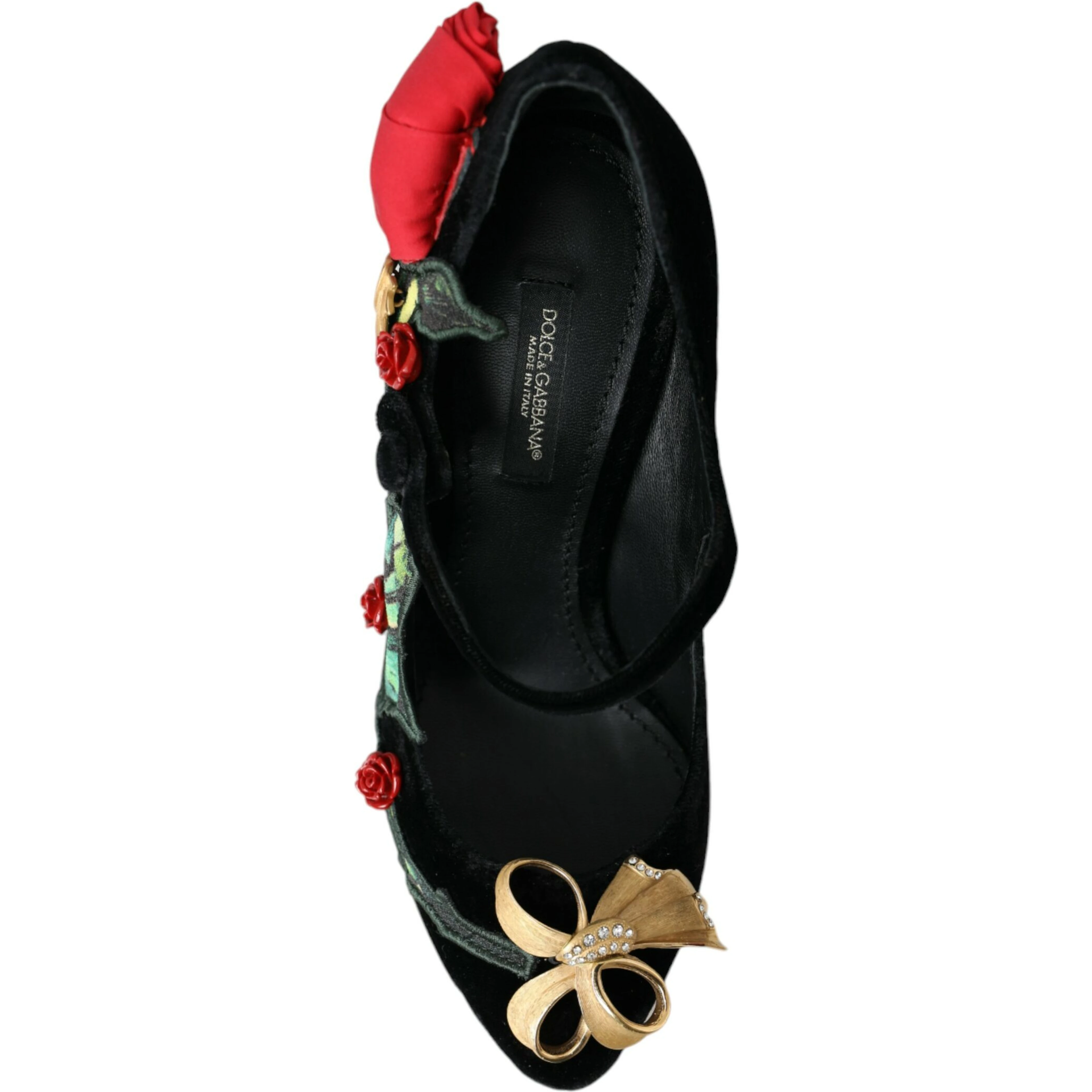 Black Roses Crystal Brooch Mary Jane Shoes