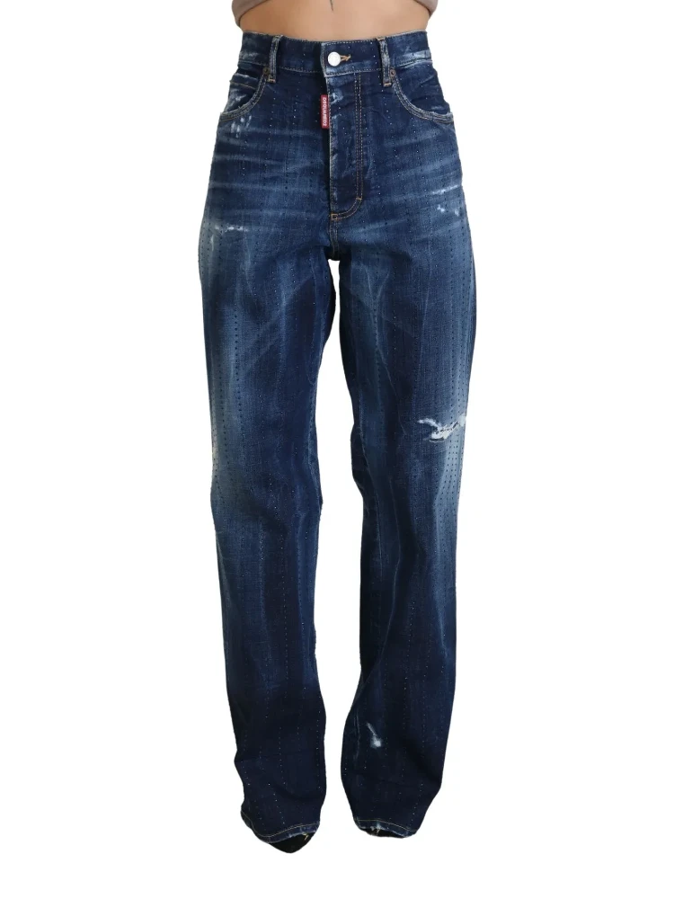 Blue High Waist Straight Denim Jeans San Diego