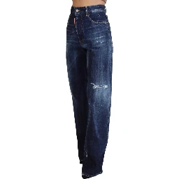 Blue High Waist Straight Denim Jeans San Diego