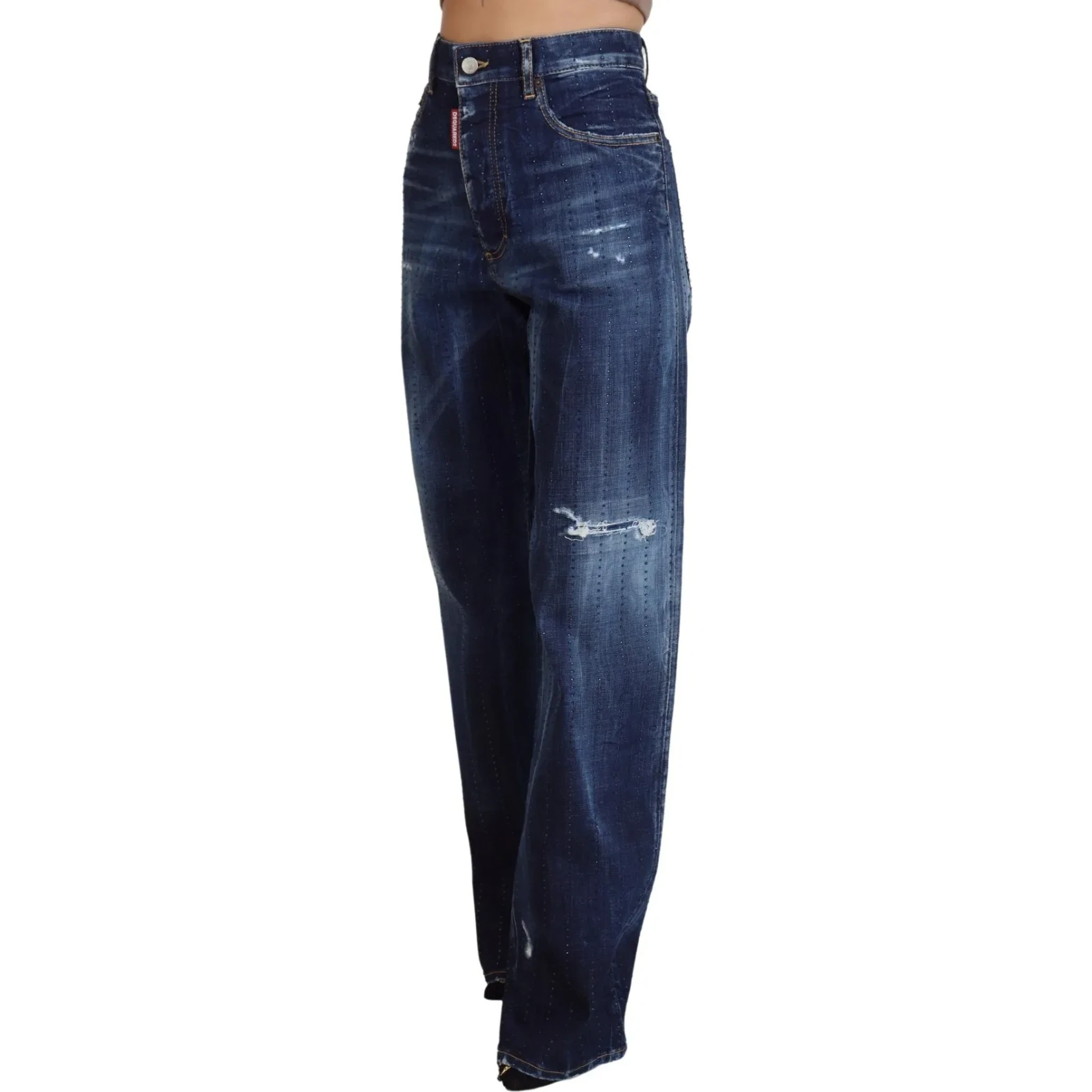 Blue High Waist Straight Denim Jeans San Diego